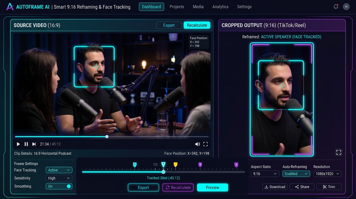 Viral Moment Detection & Smart Reframing