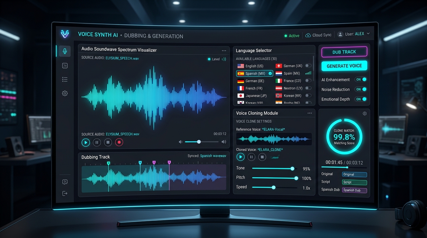 AI Voice Dubbing and Voice Generator Dashboard